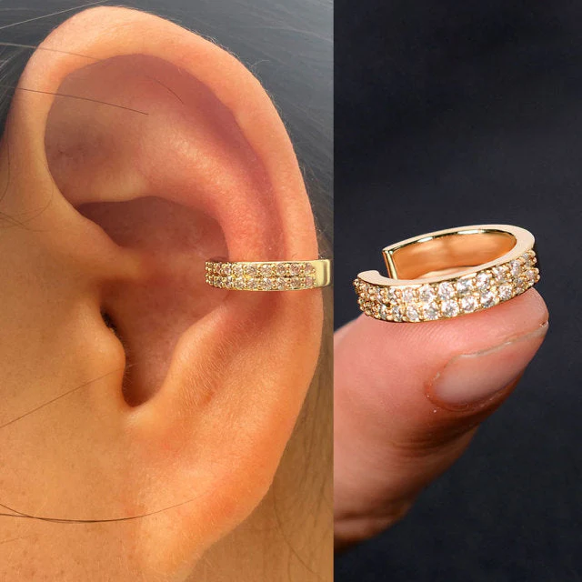 1Pc Hollow Geometry Rainbow CZ Cuff Wrap Clip On Earrings Women Climber Ear Cartilage Bone Clips - Image 10