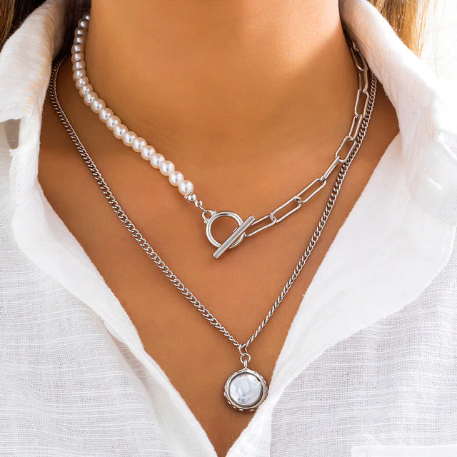 Goth Baroque Pearl Coin Portrait Pendant Necklace for Women Vintage Aesthetic Jewelry - Image 11