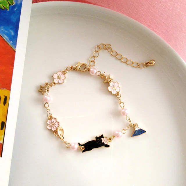 Japan Korea Star Moon Bracelet For Women Fashion Crystal Pearl Chain Jewelry - Image 8