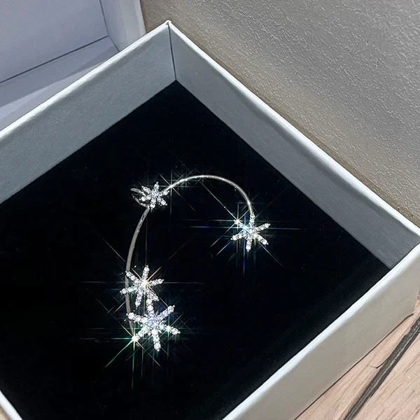 Delicate Snowflake Ear Cuff – Lightweight Silver and Gold Finish Earrings - Image 3